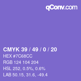 Color code: CMYK 39 / 49 / 0 / 20 | qconv.com