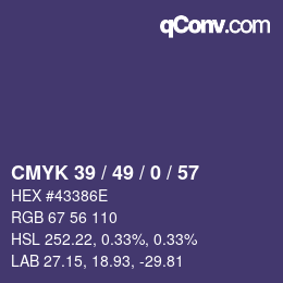 颜色代码: CMYK 39 / 49 / 0 / 57 | qconv.com