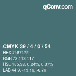 颜色代码: CMYK 39 / 4 / 0 / 54 | qconv.com