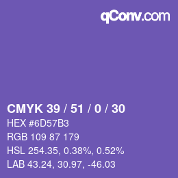 Código de color: CMYK 39 / 51 / 0 / 30 | qconv.com