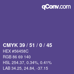 颜色代码: CMYK 39 / 51 / 0 / 45 | qconv.com