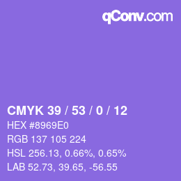 Color code: CMYK 39 / 53 / 0 / 12 | qconv.com