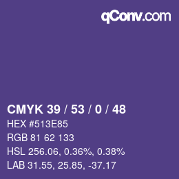 Código de color: CMYK 39 / 53 / 0 / 48 | qconv.com