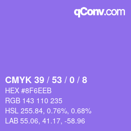 Color code: CMYK 39 / 53 / 0 / 8 | qconv.com