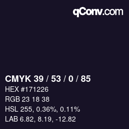 Código de color: CMYK 39 / 53 / 0 / 85 | qconv.com