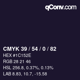 Color code: CMYK 39 / 54 / 0 / 82 | qconv.com