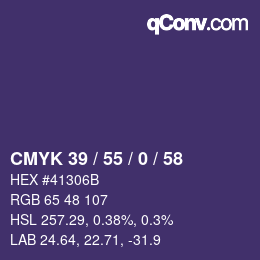 Color code: CMYK 39 / 55 / 0 / 58 | qconv.com