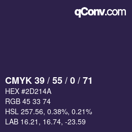 Código de color: CMYK 39 / 55 / 0 / 71 | qconv.com
