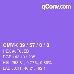 カラーコード: CMYK 39 / 57 / 0 / 8 | qconv.com