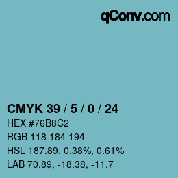 Color code: CMYK 39 / 5 / 0 / 24 | qconv.com