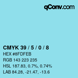 カラーコード: CMYK 39 / 5 / 0 / 8 | qconv.com