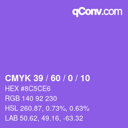 カラーコード: CMYK 39 / 60 / 0 / 10 | qconv.com