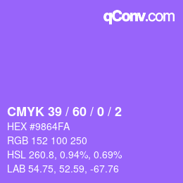 カラーコード: CMYK 39 / 60 / 0 / 2 | qconv.com