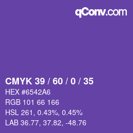 颜色代码: CMYK 39 / 60 / 0 / 35 | qconv.com