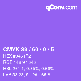 カラーコード: CMYK 39 / 60 / 0 / 5 | qconv.com