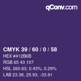 颜色代码: CMYK 39 / 60 / 0 / 58 | qconv.com