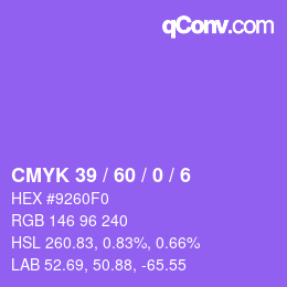 カラーコード: CMYK 39 / 60 / 0 / 6 | qconv.com