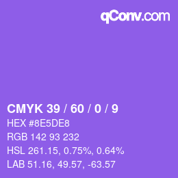 カラーコード: CMYK 39 / 60 / 0 / 9 | qconv.com