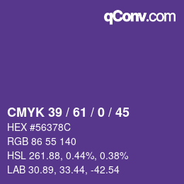カラーコード: CMYK 39 / 61 / 0 / 45 | qconv.com