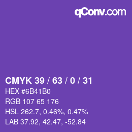 Color code: CMYK 39 / 63 / 0 / 31 | qconv.com