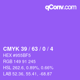 カラーコード: CMYK 39 / 63 / 0 / 4 | qconv.com