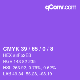 颜色代码: CMYK 39 / 65 / 0 / 8 | qconv.com