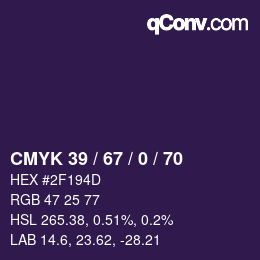 Color code: CMYK 39 / 67 / 0 / 70 | qconv.com