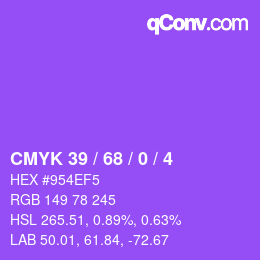 カラーコード: CMYK 39 / 68 / 0 / 4 | qconv.com