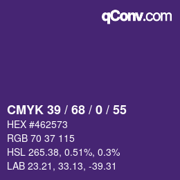 Color code: CMYK 39 / 68 / 0 / 55 | qconv.com