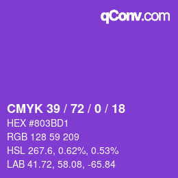 Color code: CMYK 39 / 72 / 0 / 18 | qconv.com