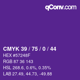 カラーコード: CMYK 39 / 75 / 0 / 44 | qconv.com