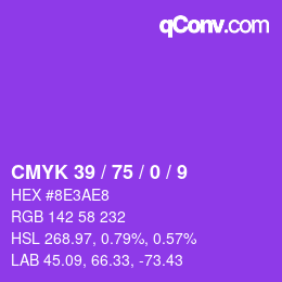 Color code: CMYK 39 / 75 / 0 / 9 | qconv.com
