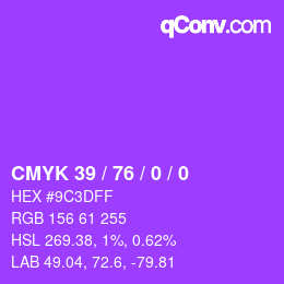 カラーコード: CMYK 39 / 76 / 0 / 0 | qconv.com