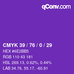 Color code: CMYK 39 / 76 / 0 / 29 | qconv.com
