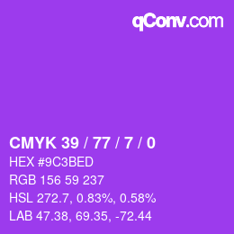 Color code: CMYK 39 / 77 / 7 / 0 | qconv.com
