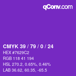 Color code: CMYK 39 / 79 / 0 / 24 | qconv.com