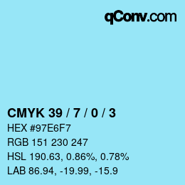 颜色代码: CMYK 39 / 7 / 0 / 3 | qconv.com