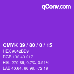 カラーコード: CMYK 39 / 80 / 0 / 15 | qconv.com