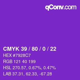 Color code: CMYK 39 / 80 / 0 / 22 | qconv.com