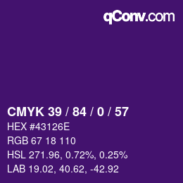 Color code: CMYK 39 / 84 / 0 / 57 | qconv.com