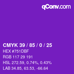 Color code: CMYK 39 / 85 / 0 / 25 | qconv.com