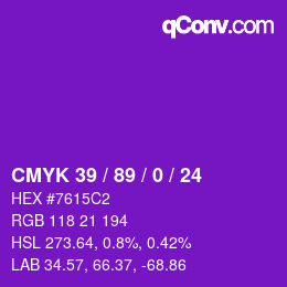 Color code: CMYK 39 / 89 / 0 / 24 | qconv.com
