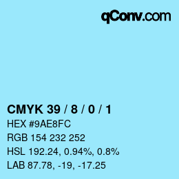 カラーコード: CMYK 39 / 8 / 0 / 1 | qconv.com