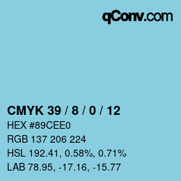 カラーコード: CMYK 39 / 8 / 0 / 12 | qconv.com