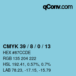 カラーコード: CMYK 39 / 8 / 0 / 13 | qconv.com