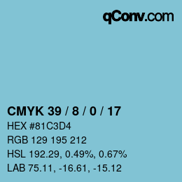 カラーコード: CMYK 39 / 8 / 0 / 17 | qconv.com