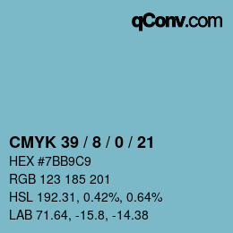 カラーコード: CMYK 39 / 8 / 0 / 21 | qconv.com