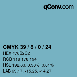カラーコード: CMYK 39 / 8 / 0 / 24 | qconv.com