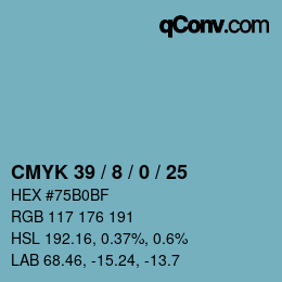 カラーコード: CMYK 39 / 8 / 0 / 25 | qconv.com