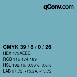 カラーコード: CMYK 39 / 8 / 0 / 26 | qconv.com